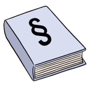 Ein graues Buch. Auf dem Buch ist das Zeichen für Paragrafen: §.