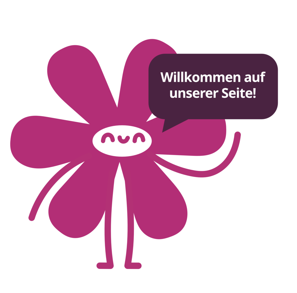 Zeichnung: das Maskottchen der dgti winkt und sagt: "Willkommen auf unserer Seite!"