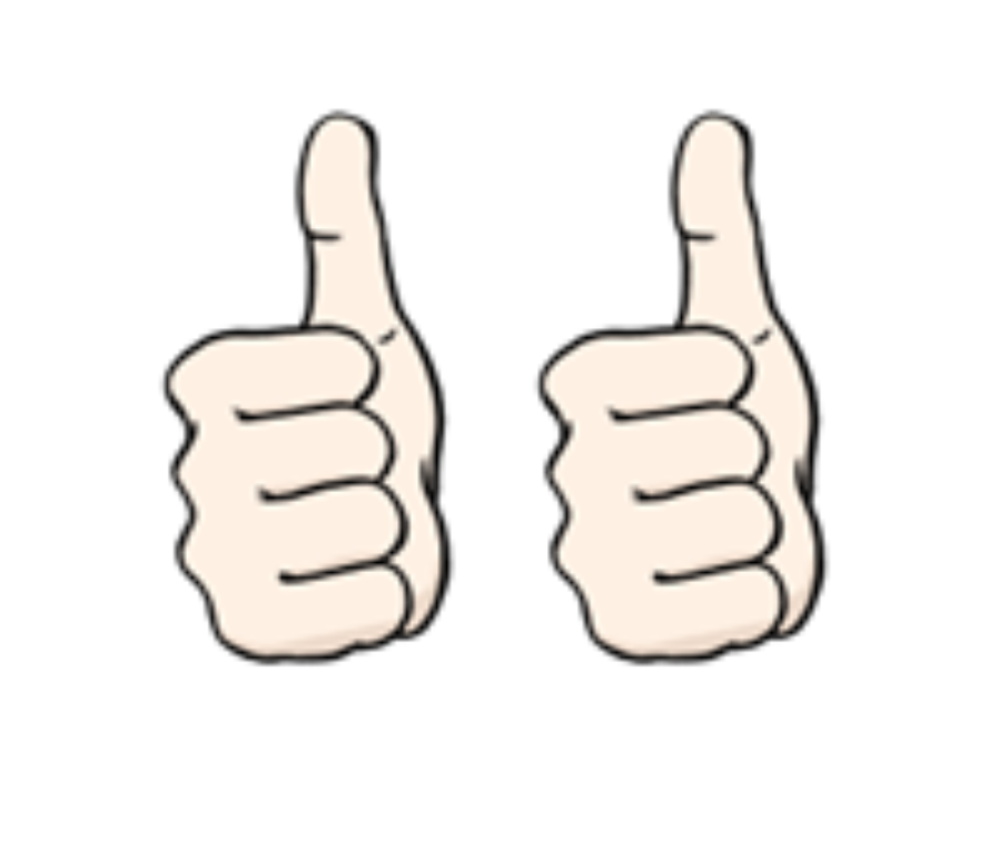Zeichnung: Zwei Hände, die beide einen Daumen nach oben zeigen.
